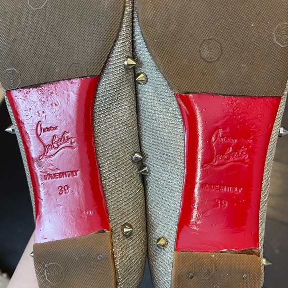 Christian Louboutin Metallic Gold/Silver Lurex Degraspike Ballet Flats size 39 - Picture 10 of 11